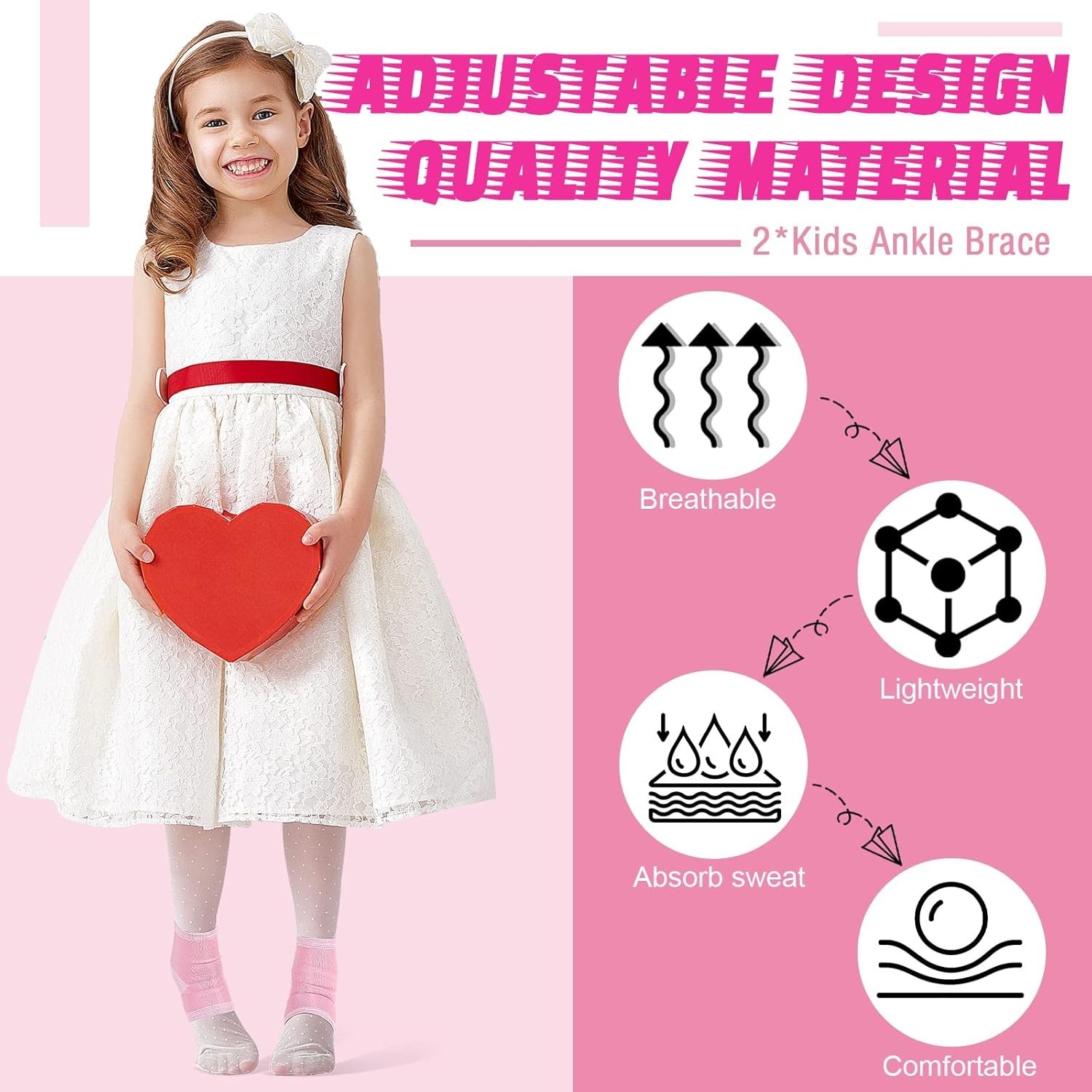 2 Pairs Kids Ankle Brace Set Foot Support Stabilizer Wraps Protector Guard Kn…