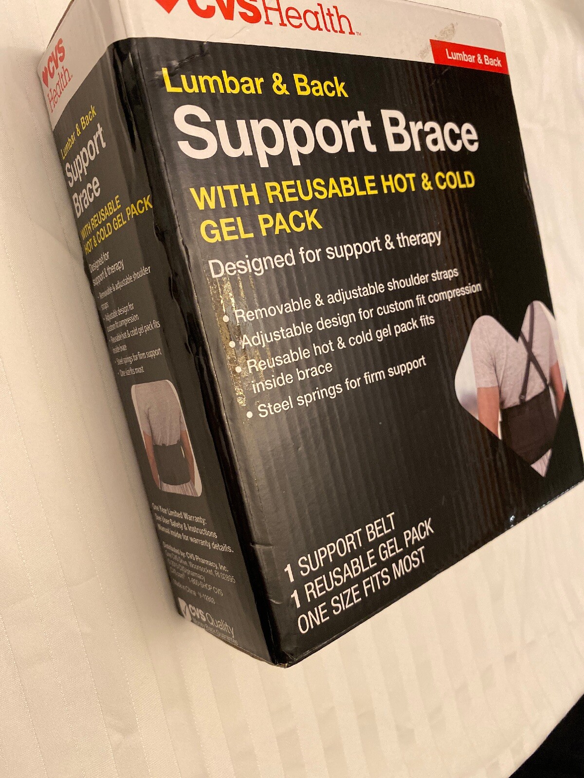 Lumbar & Back SUPPORT BRACE with Reusable Hot & Cold Gel Pack CVS Health