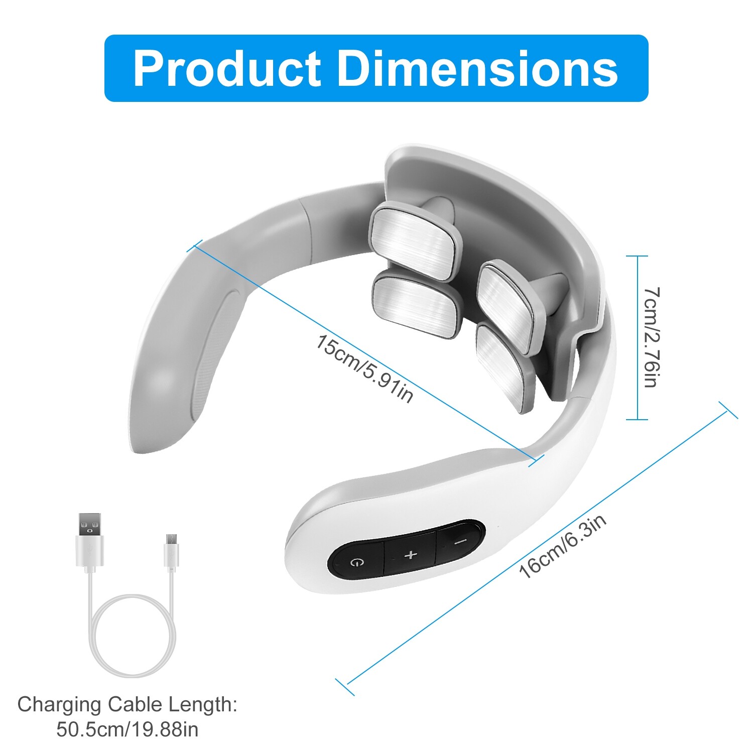 Cordless Portable Rechargeable Neck Massager w/ Heat -Back and Neck Massager