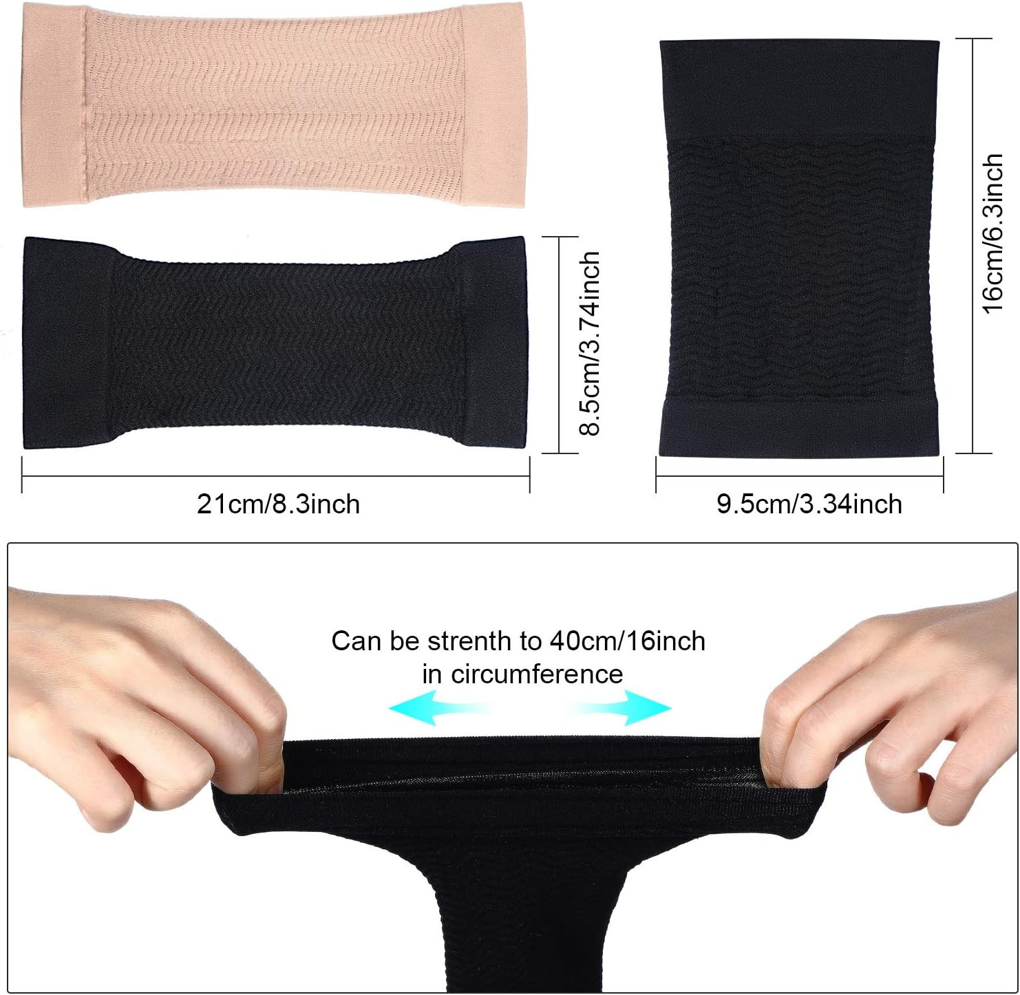 2 Pair Upper Arm Compression Sleeves for plus Size Women Flabby Arms, Slim Arm S