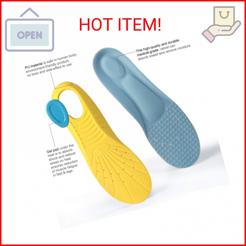 Shoes Inserts Memory Foam Insoles Shock Absorption Pain Relief Plantar Fasciitis