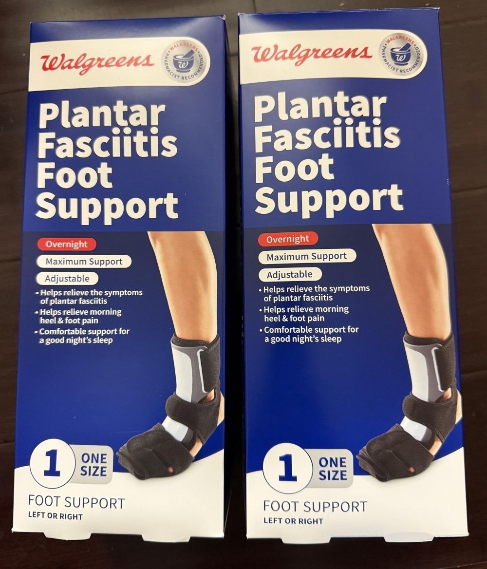 2x WALGREENS PLANTAR FASCIITIS FOOT SUPPORT OVERNIGHT MAXIMUM SUPPORT ADJUSTABLE
