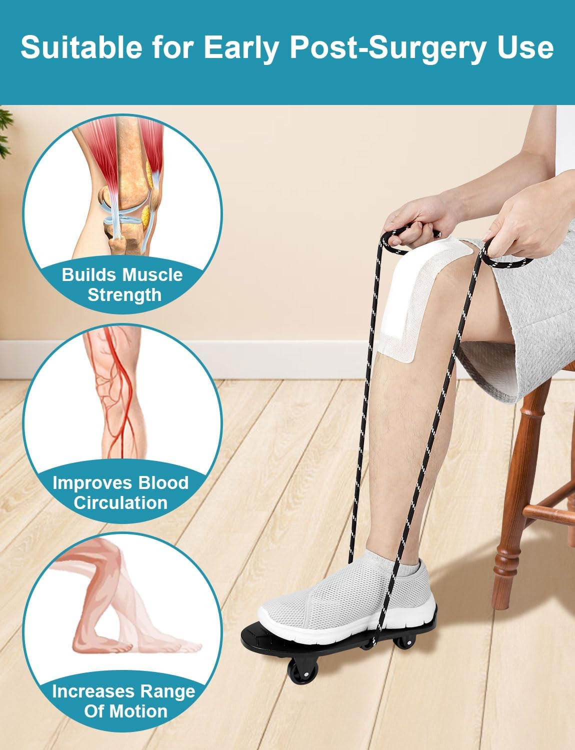 Lamborsafe Knee Glide for Knee Replacement Recovery Aids Kit Knee Therapy Exerci
