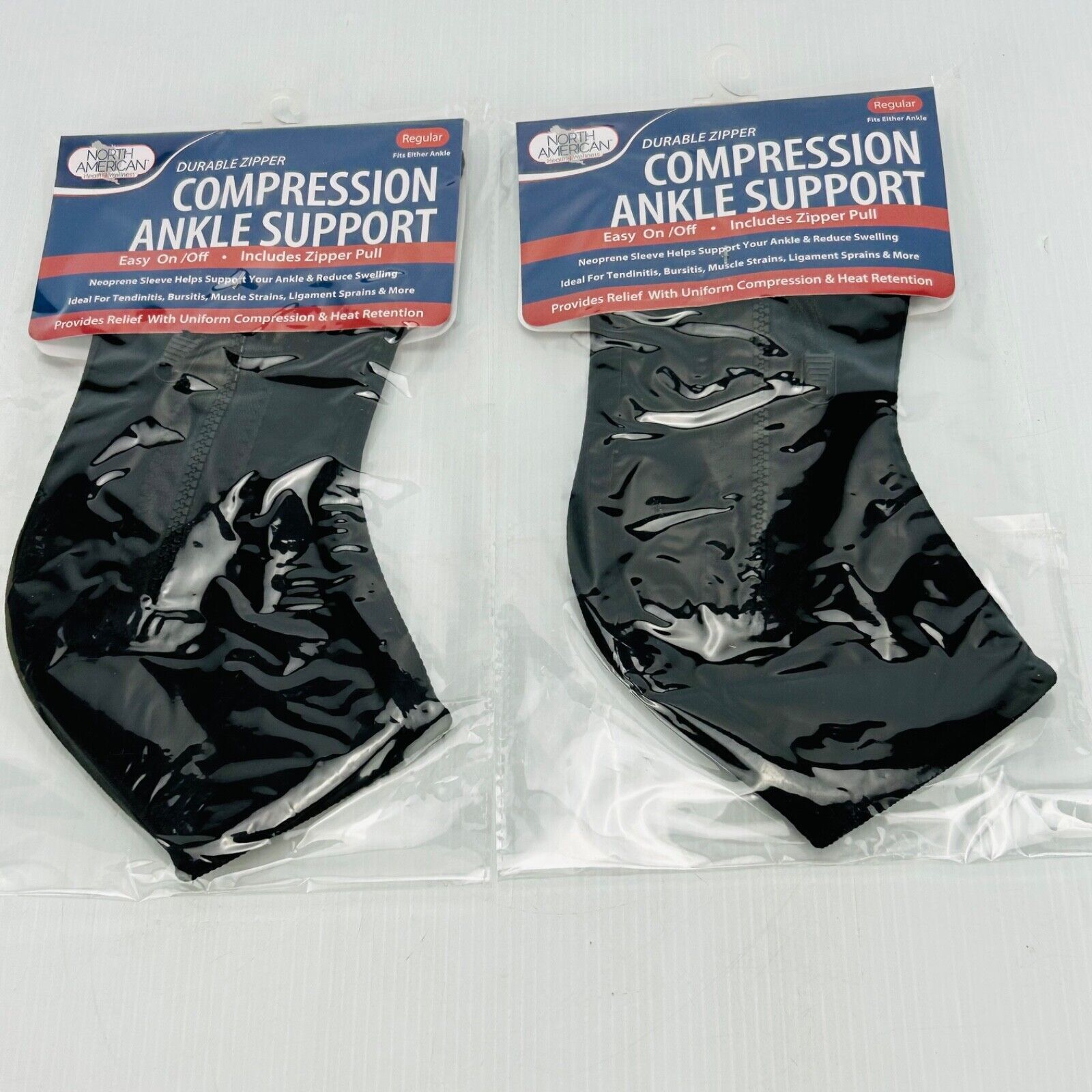 North American JB6658 Ankle Support Zipper Compression Sleeve Lot of 2
