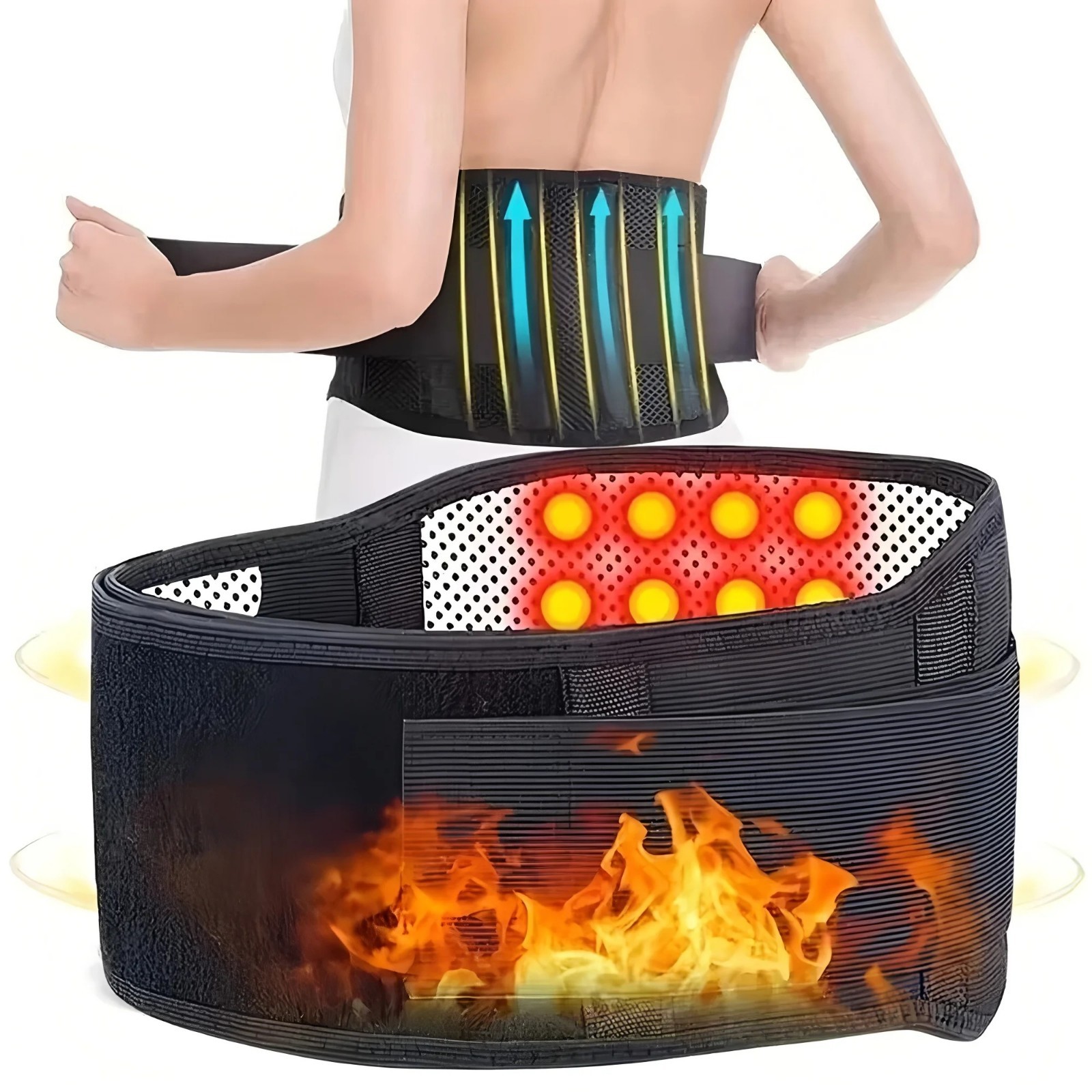 Self Heating Magnetic Back Support Lumbar Lower Brace Belt Strap Pain Relief Gym
