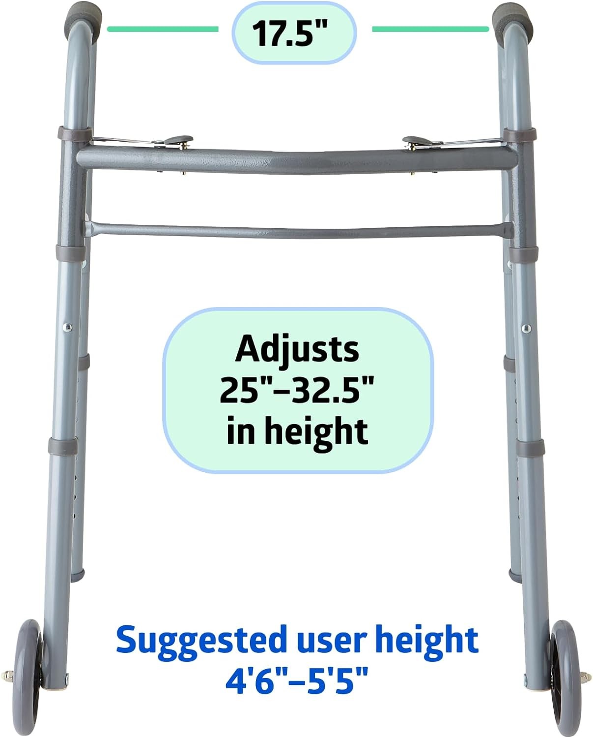 Two-Button Patient Therapy Folding Walker for Patients 46 to 55 in Height