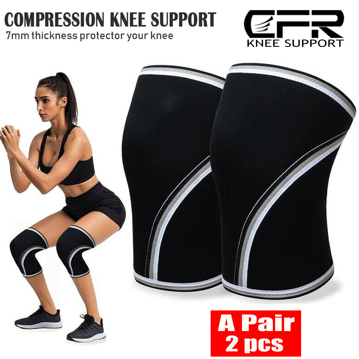 Heavy Duty Knee Support Brace 7mm Sleeves Joint Weightlifting Crossfit Squats US