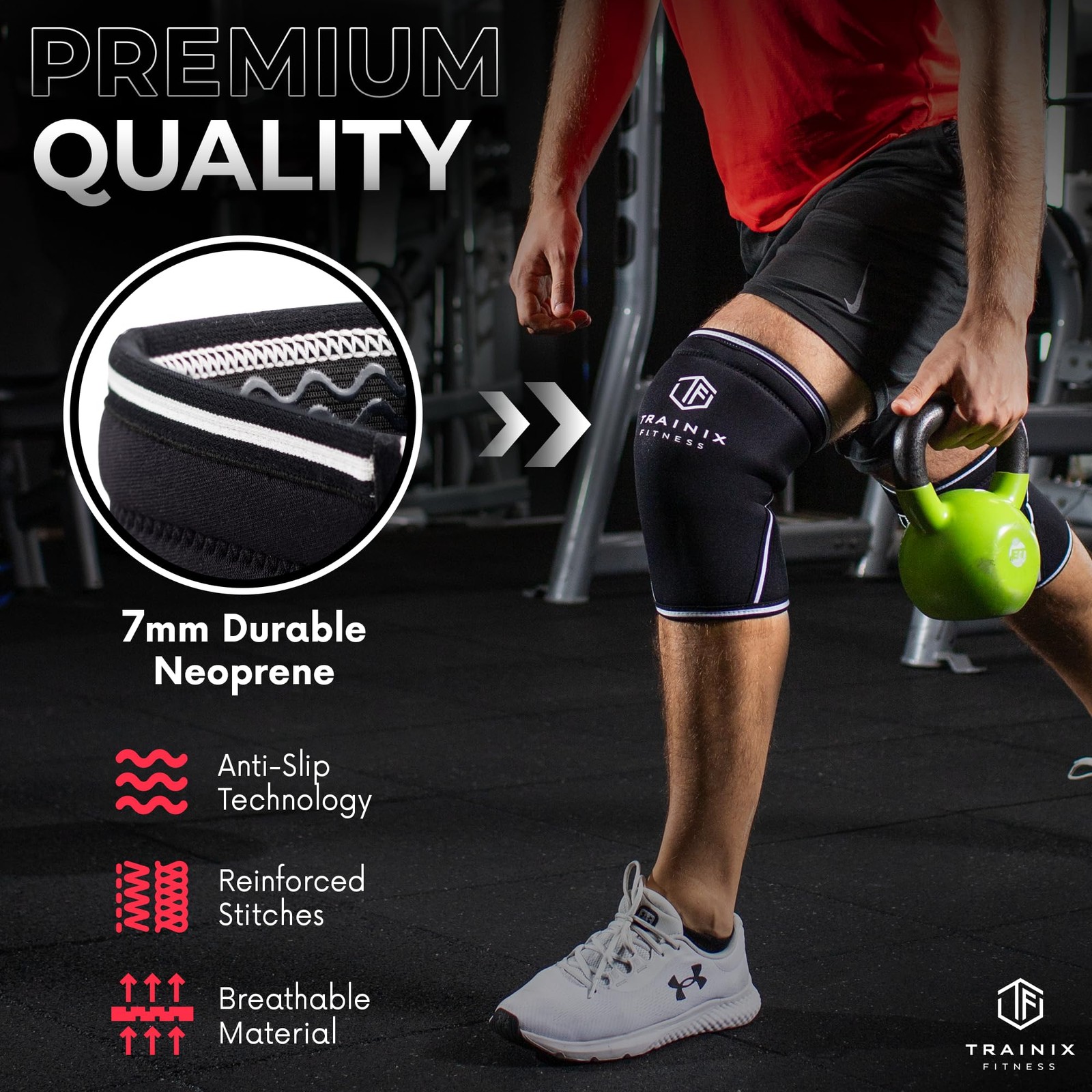 7mm Neoprene Compression Knee Sleeves For Men & Women, Gym Workout Large