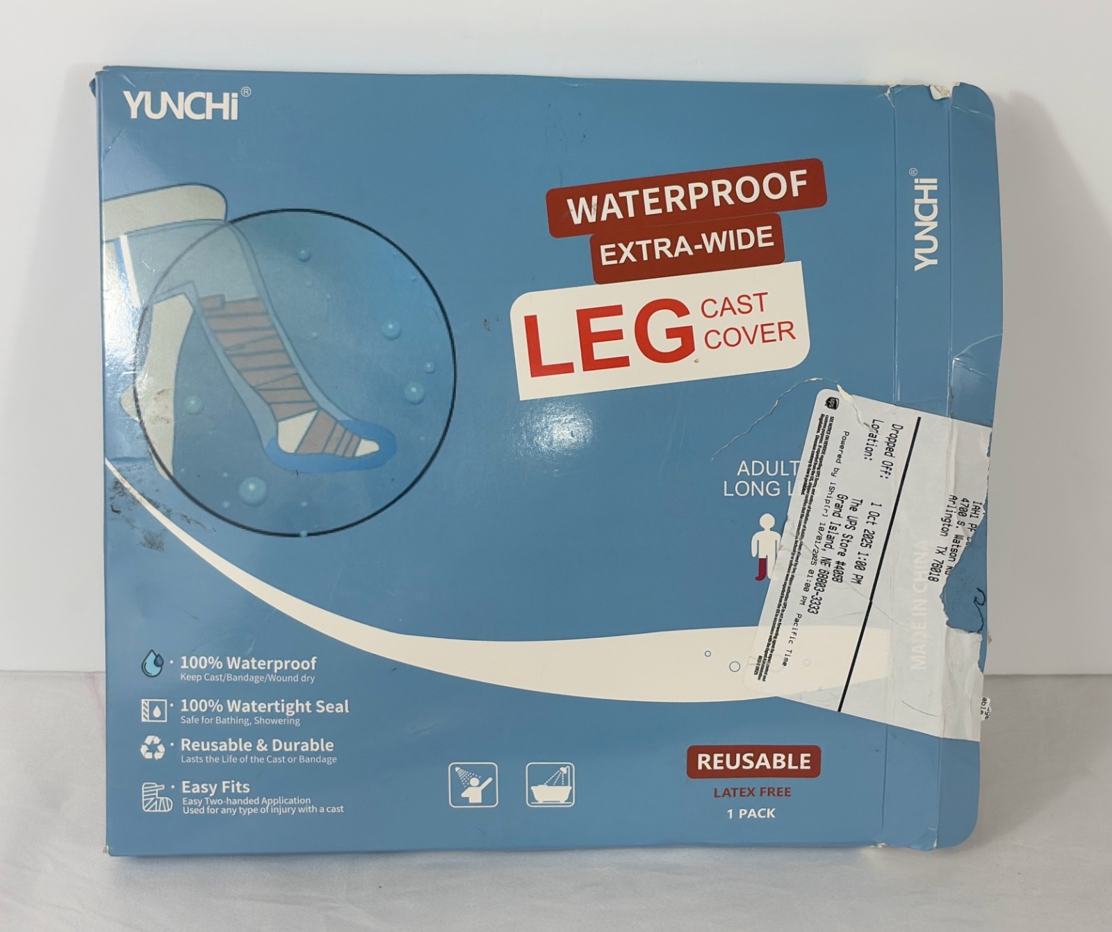 Yunchi waterproof leg cast latex free easy on off, shower, reusable