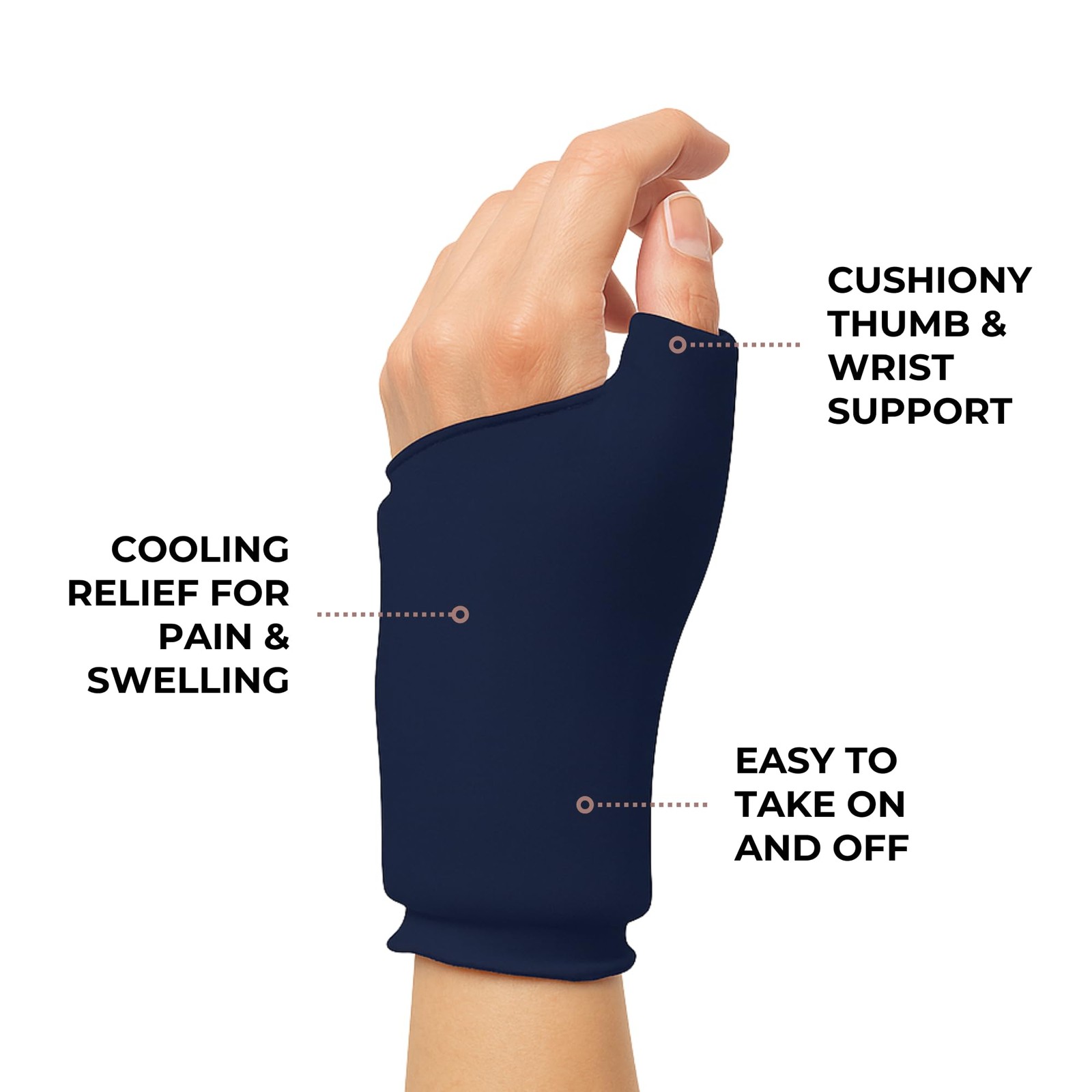 Cooling Compression Sleeve For Thumb and Wrist Pain (Midnight Blue, Large-Ext…