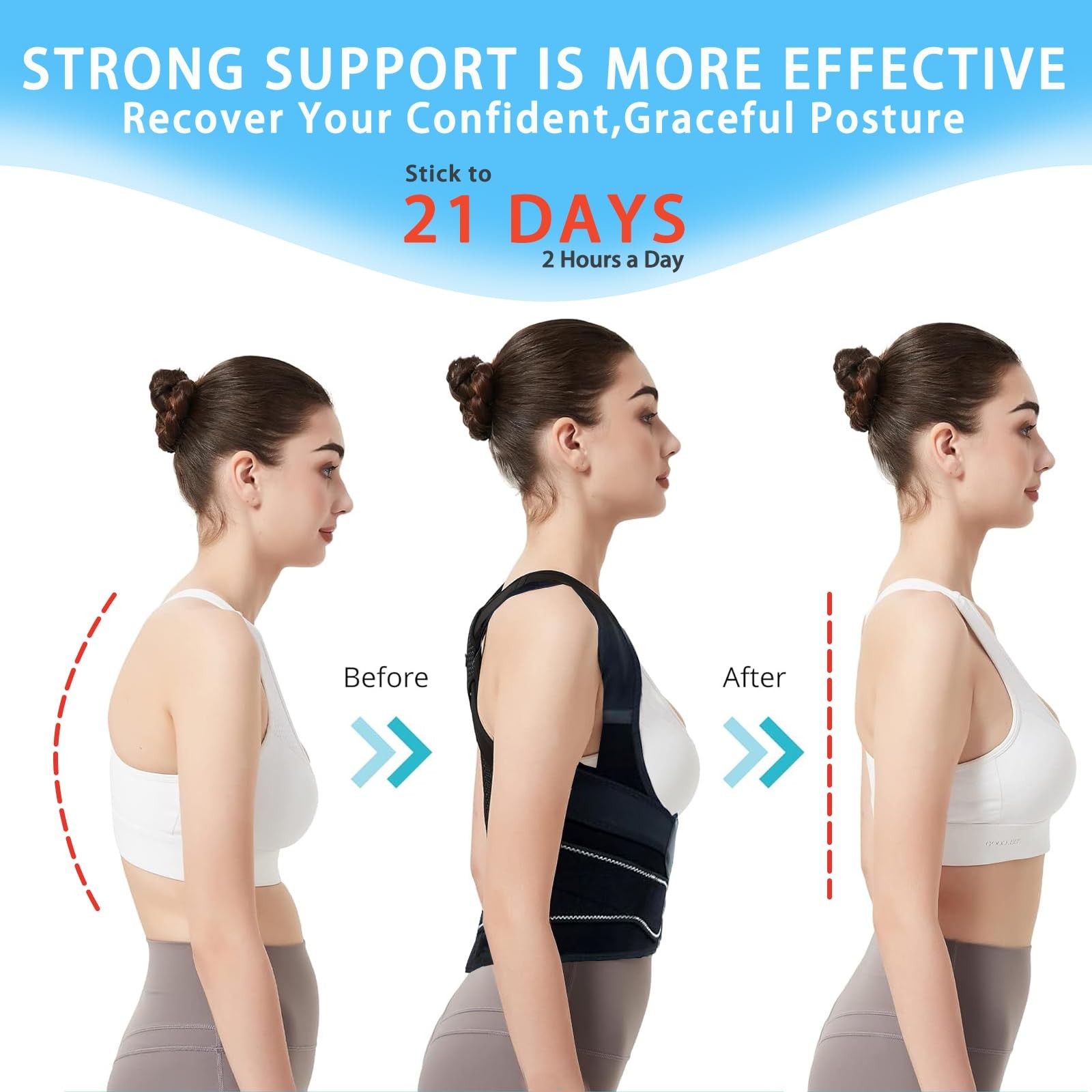 Buteoutzzl Posture Corrector for Women and Men,X-Back Brace Medium, Black