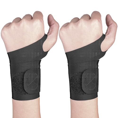 Paquete de 2 muñequeras/soporte de mano para túnel carpiano negro