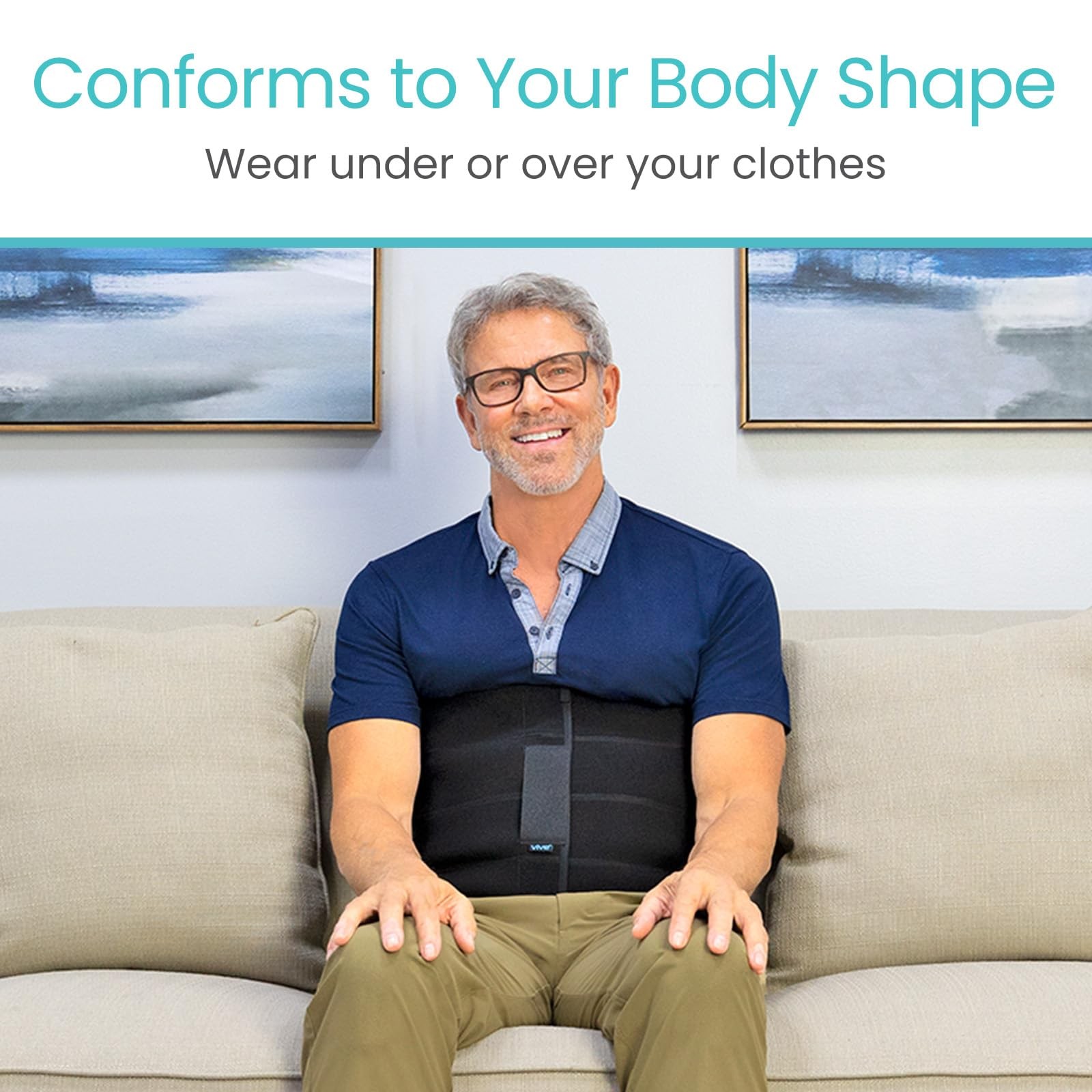 Vive Abdominal Binder Post Surgery (4 58” – 70” Abdomen Circumference, Black