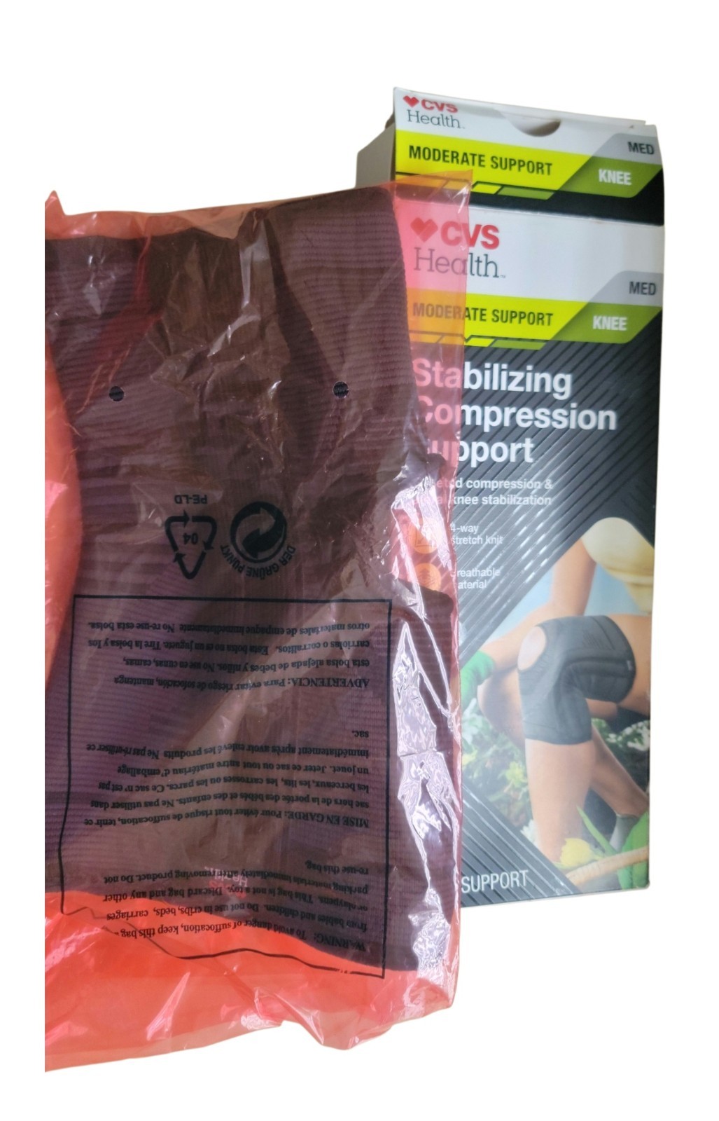 CVS Health Deluxe Stabilizing Compression Knee Moderate Support .,Medium