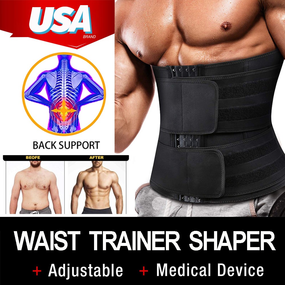 Men Sauna Waist Trainer Body Shaper Gym Sweat Belt Tummy Control Cincher Girdle