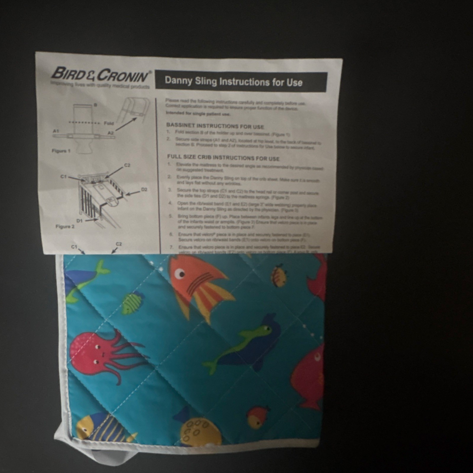 Bird & Cronin Danny Sling Fish Print Blue Multicolor Animal Theme 10-18 lbs
