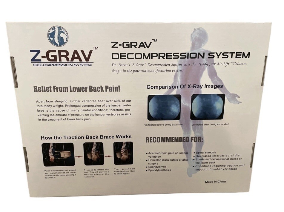 Z-Grav Spinal Decompression System Lumbar Belt For Back Pain Relief Sz. L