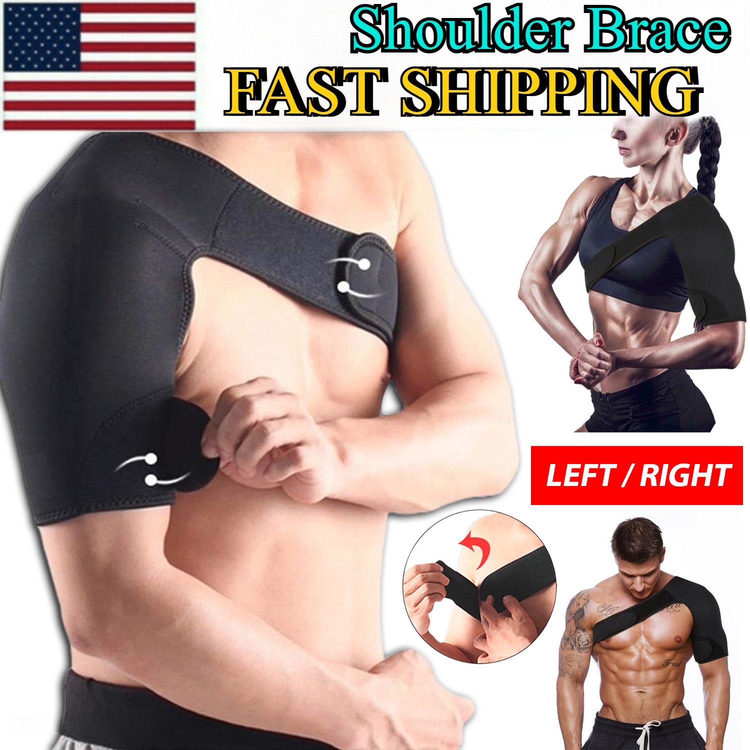 Shoulder Brace Support Compression Sleeve Torn Rotator Cuff Relief Joint AC Pain