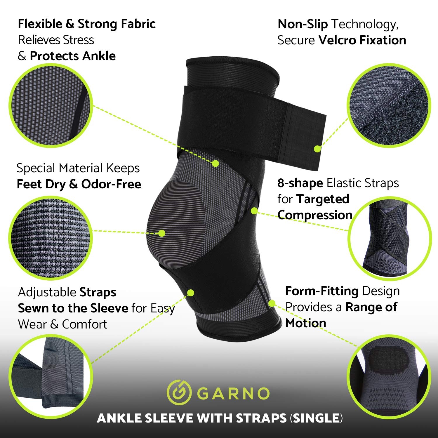 Ankle Brace – Compression Foot Sleeve with Adjustable Straps for Men & Women,…
