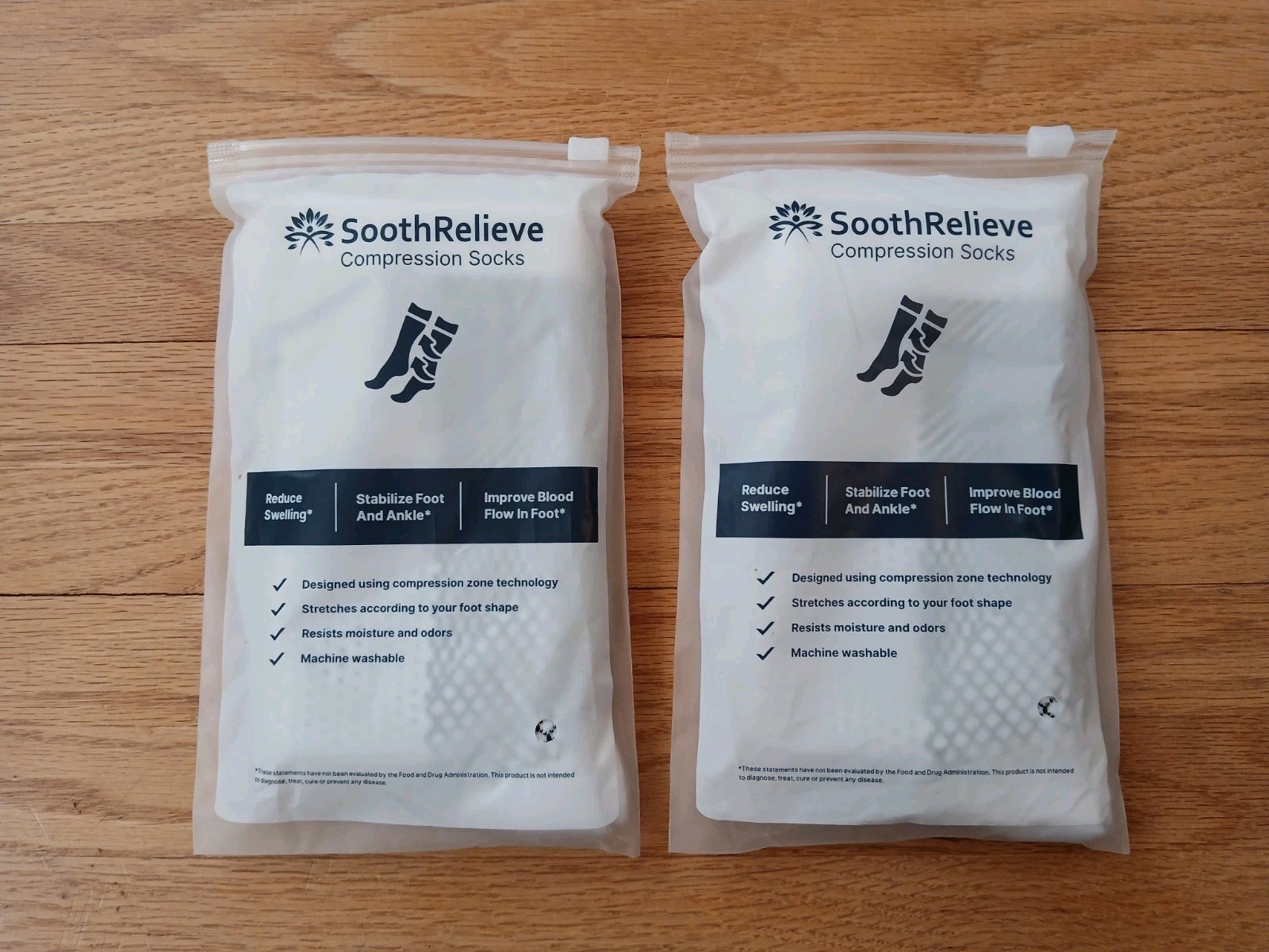 Lot of 2 Pairs Sooth Relieve Compression Socks Open Toe White Unisex Size Large