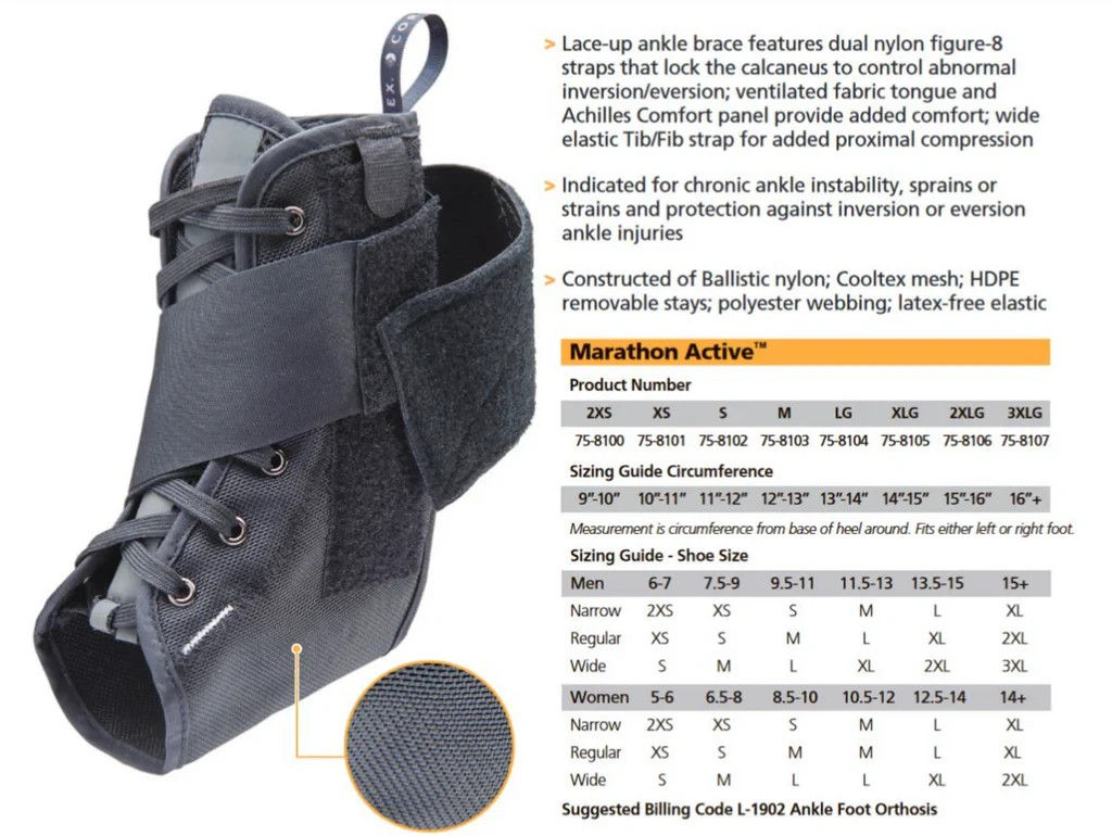 Corflex model 75-8105-000 Marathon Active Lace-Up Ankle Stabilizer