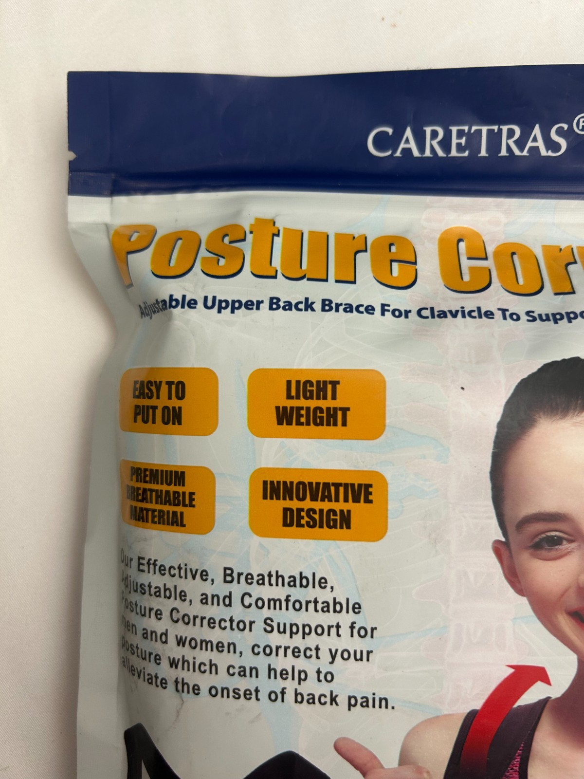 CARETRAS Adjustable Posture Corrector Upper Back Brace Lightweight Support