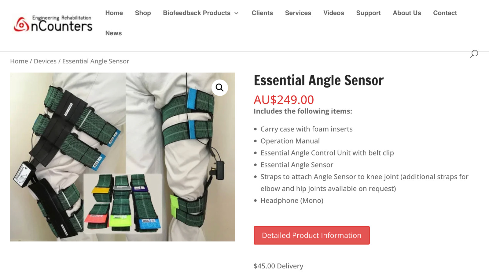 nCounters Essential Angle Sensor physical therapy knee joint rehab biofeedback