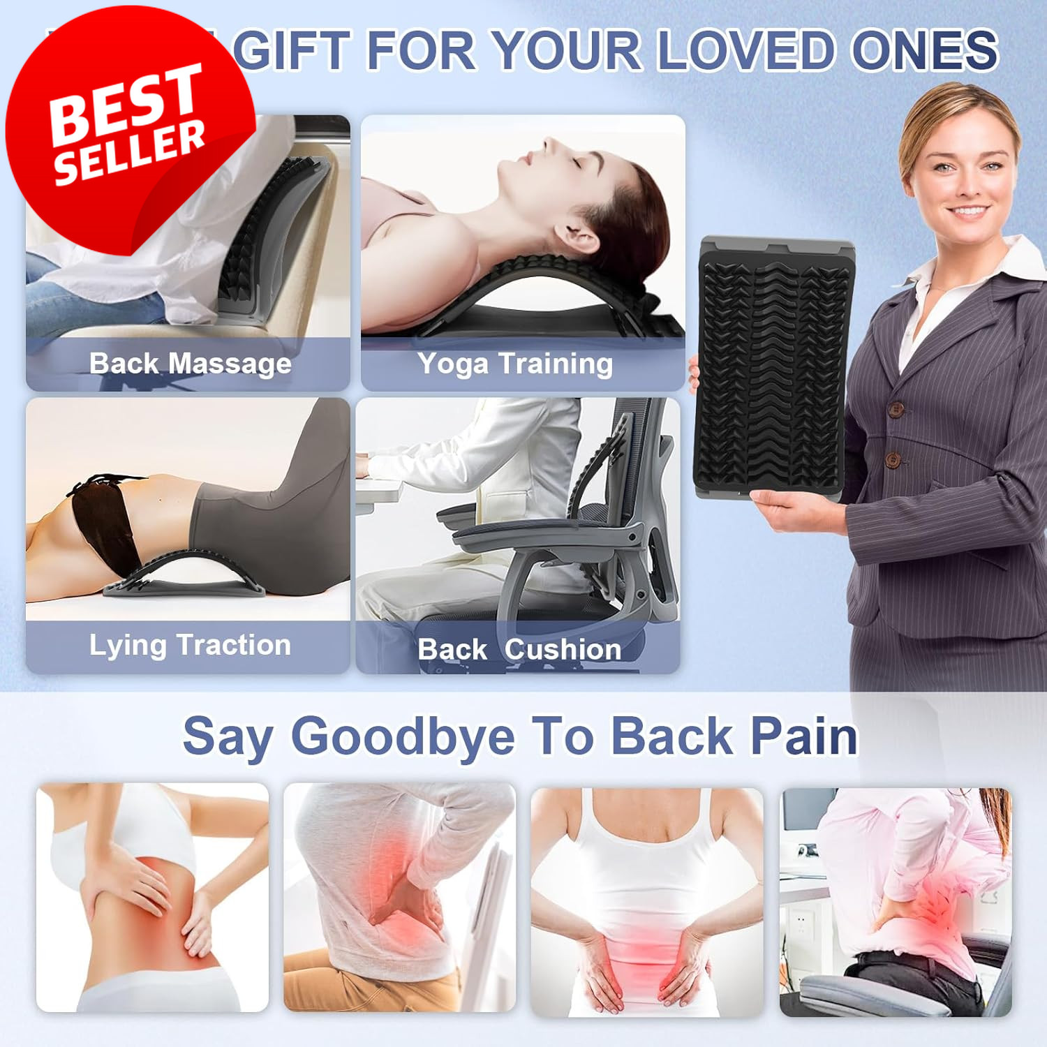 Back Stretcher Adjustable Lumbar Arch Spine Decompression Pain Relief – US