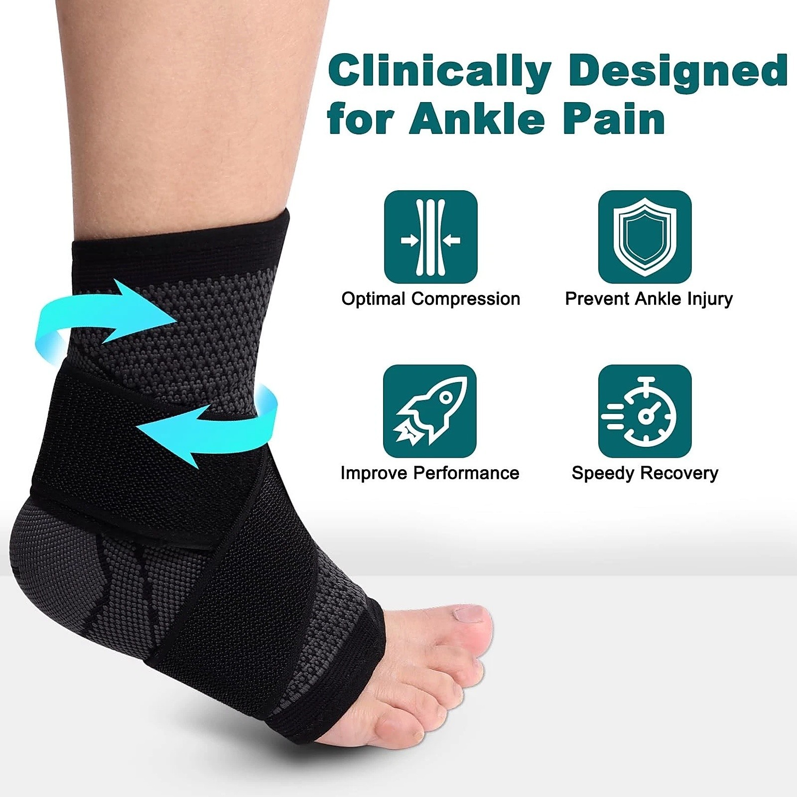 Ankle Support Brace Compression Sleeve Plantar Fasciitis Pain Relief Foot Sleeve
