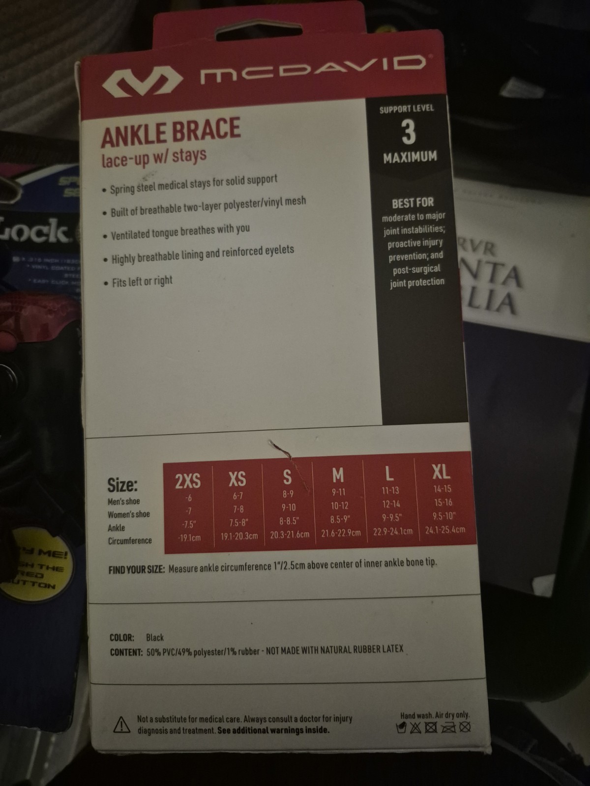 McDavid Lightweight Ankle Brace Lace Up With Stays Maximum Support Level 3 Large