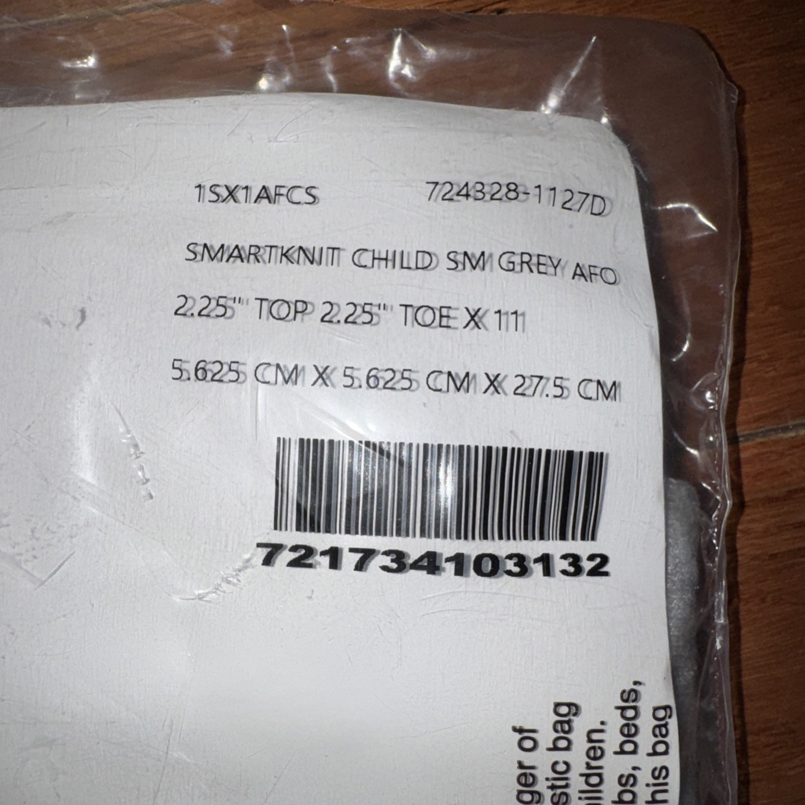 Smartknit Seamless Small/Child 2.25” x 2.25″ x 11″ AFO Socks – GREY NEW PKG