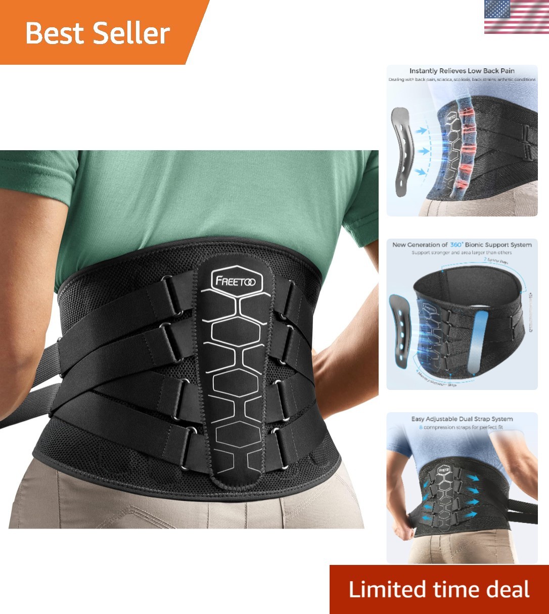 Lightweight Back Brace for Sciatica & Herniated Disc – Adjustable Pulley System