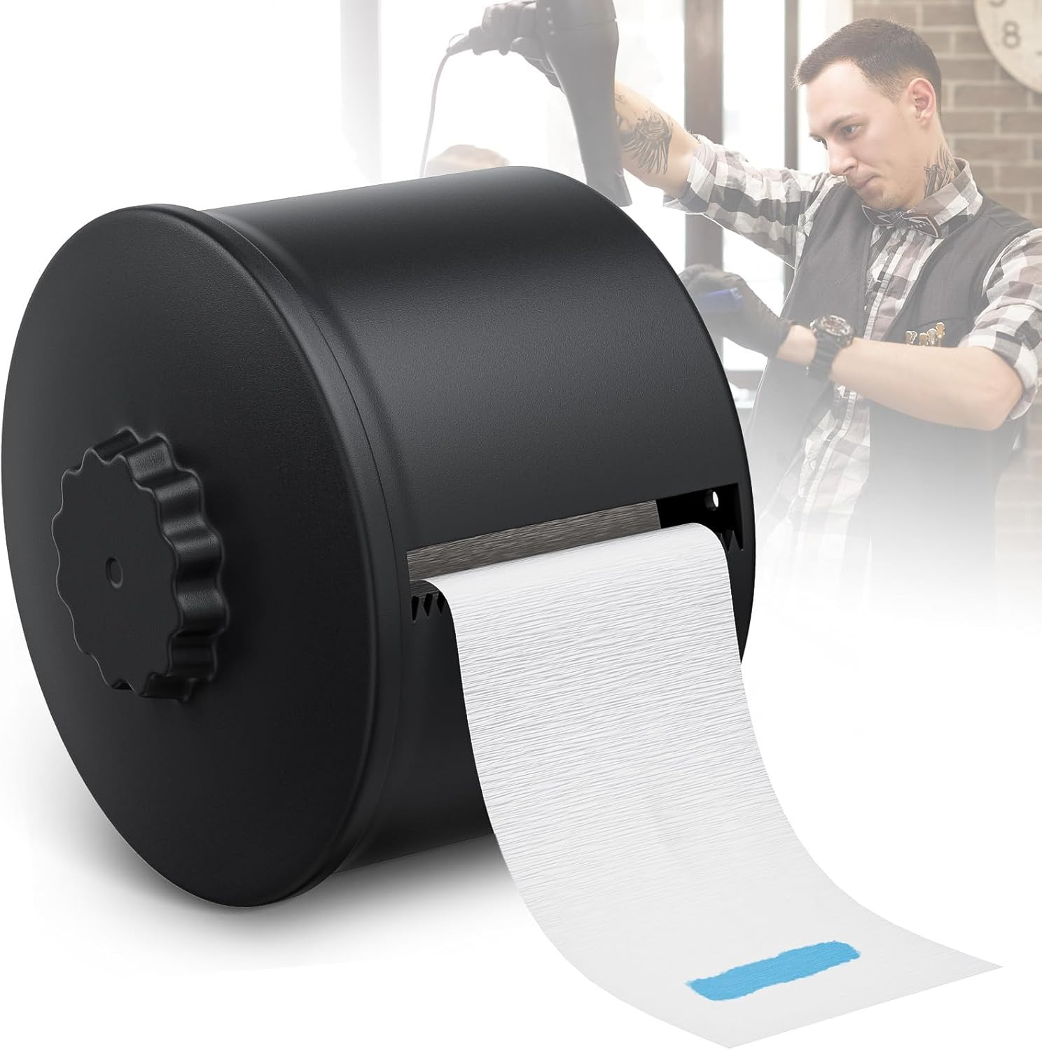 Neck Strip Dispenser, Black Barber Neck Strip Holder Dispenser with 4PCS Adhesiv