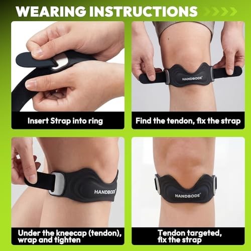Patellar Tendon Support Strap, Silicone Knee Brace for Men Women, Adjustable Pat
