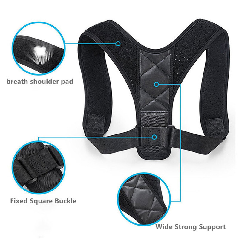 Adjustable Posture Corrector, Upper Back Brace, Breath Support Back Straightener