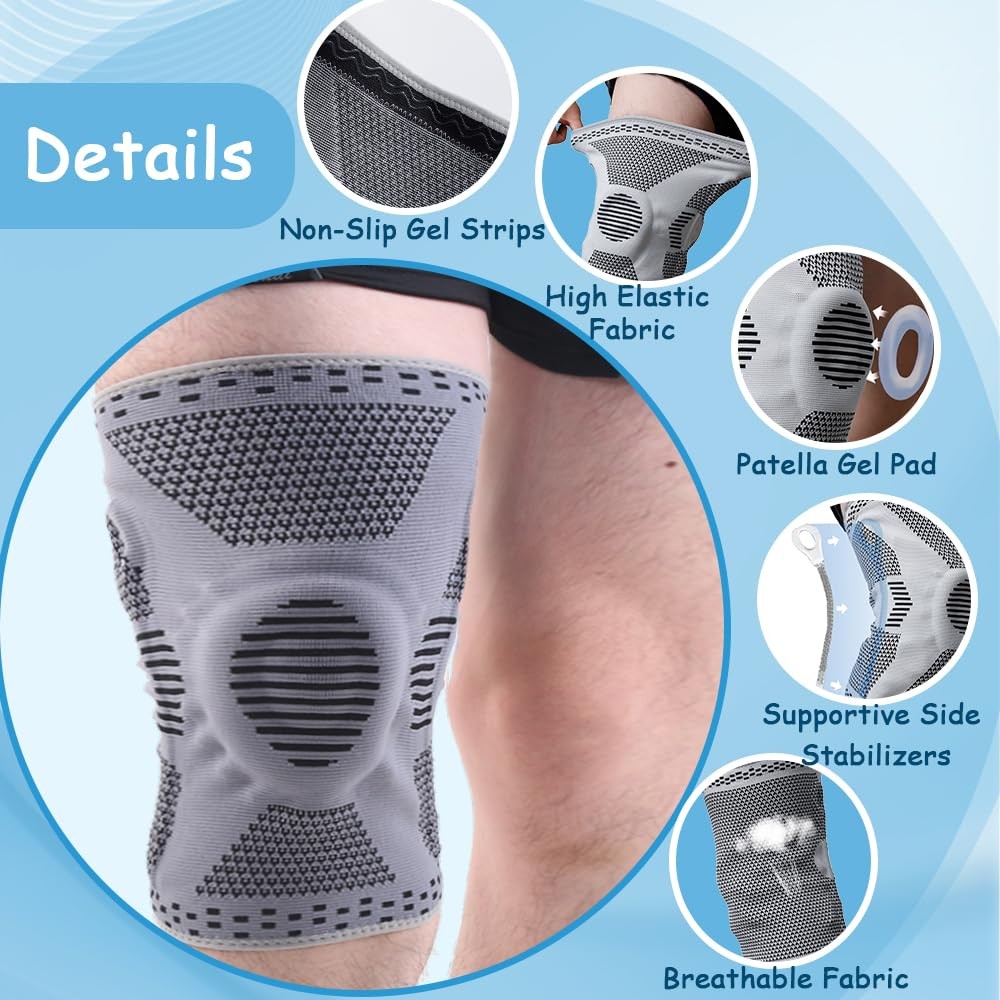 King Mills Extra Large Plus Size Knee Sleeve, Compression XXXX-Large, Gray