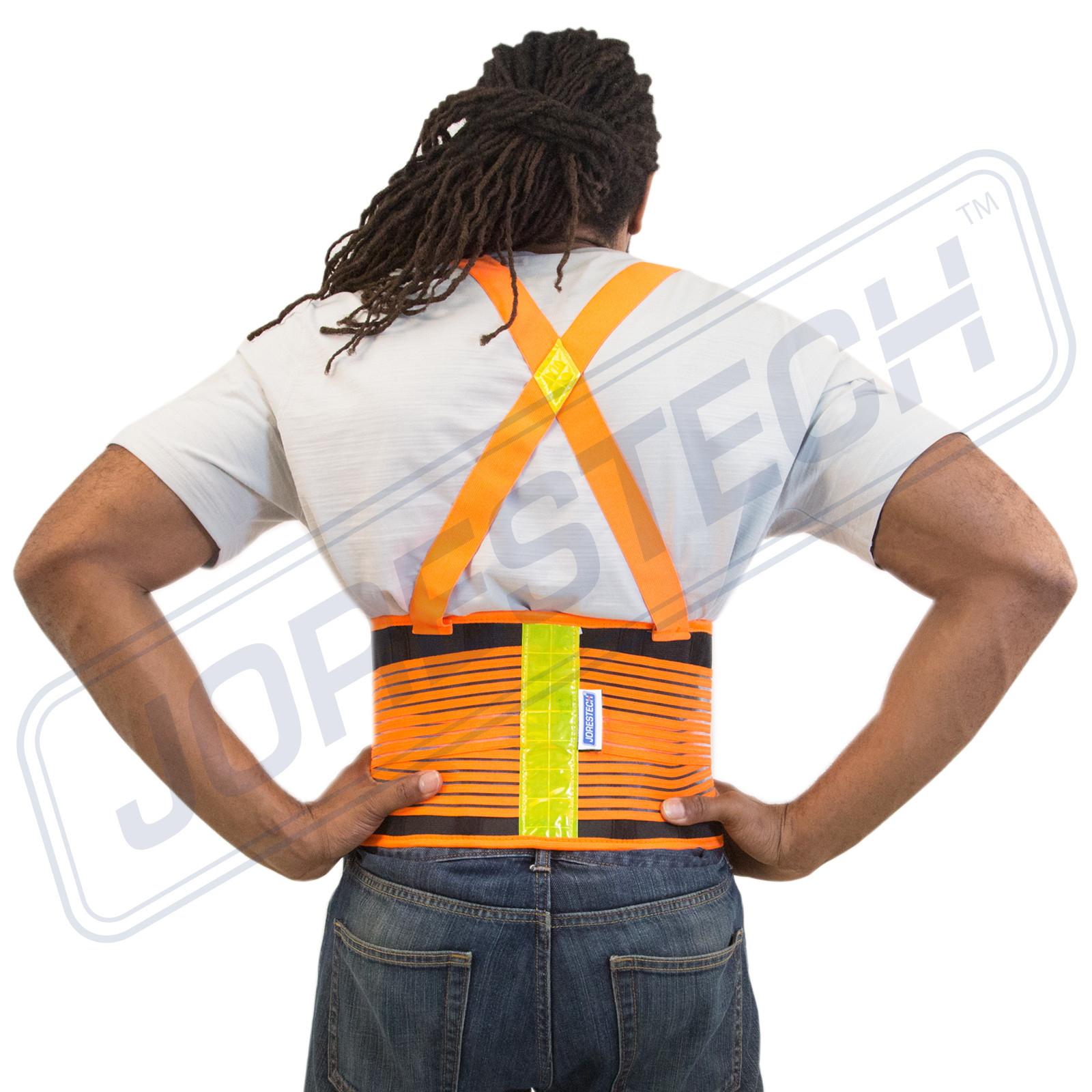 BACK BRACE LUMBAR SUPPORT HI VIS ORANGE INDUSTRIAL LIFT BELT WAREHOUSE