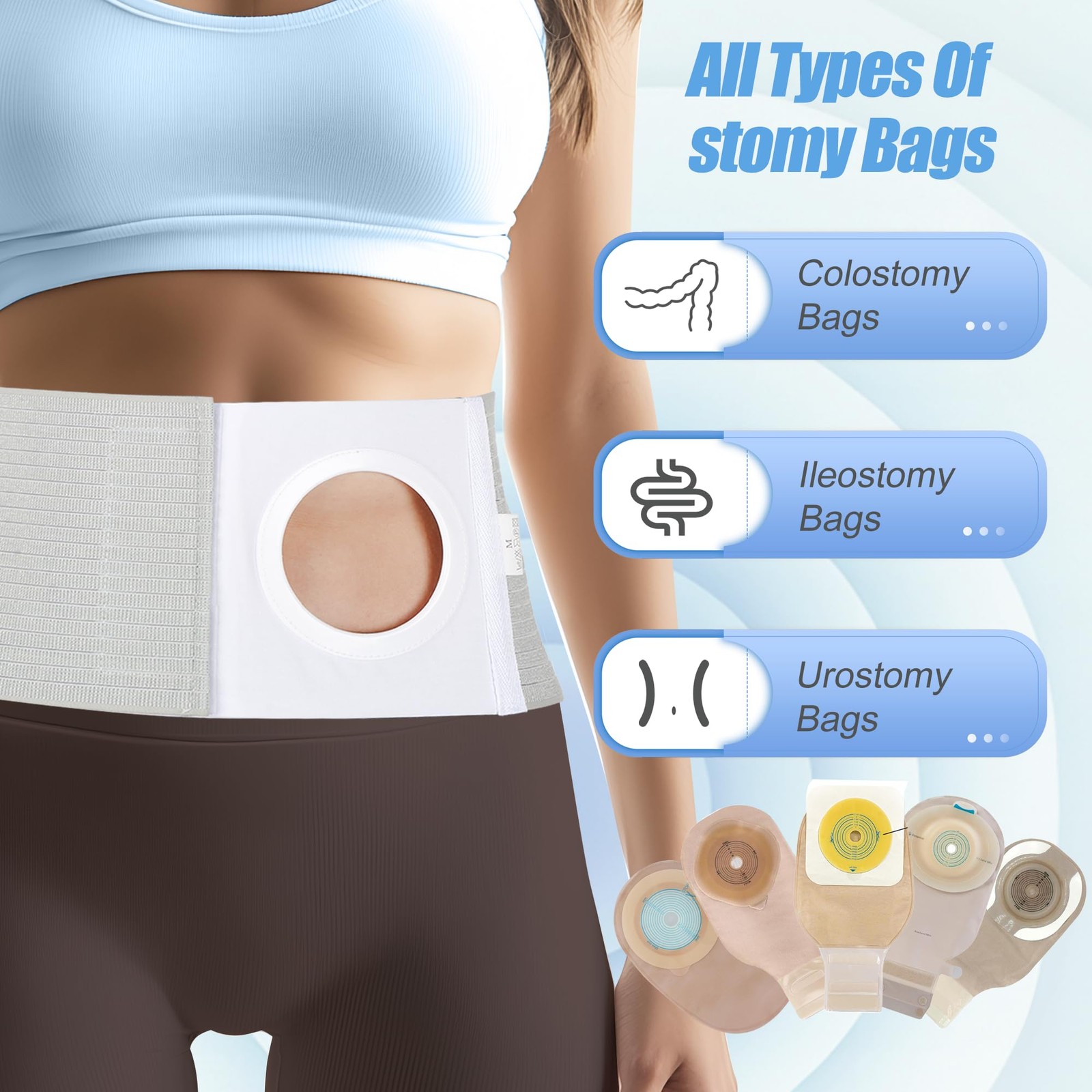 Adjustable Ostomy Hernia Belt Breathable Stoma Support for Men Women