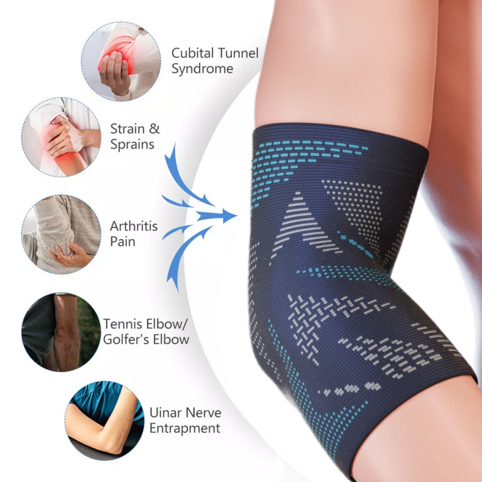 2 Pcs Tennis Elbow Brace Compression Support Sleeve Arthritis Reduce Joint Pain