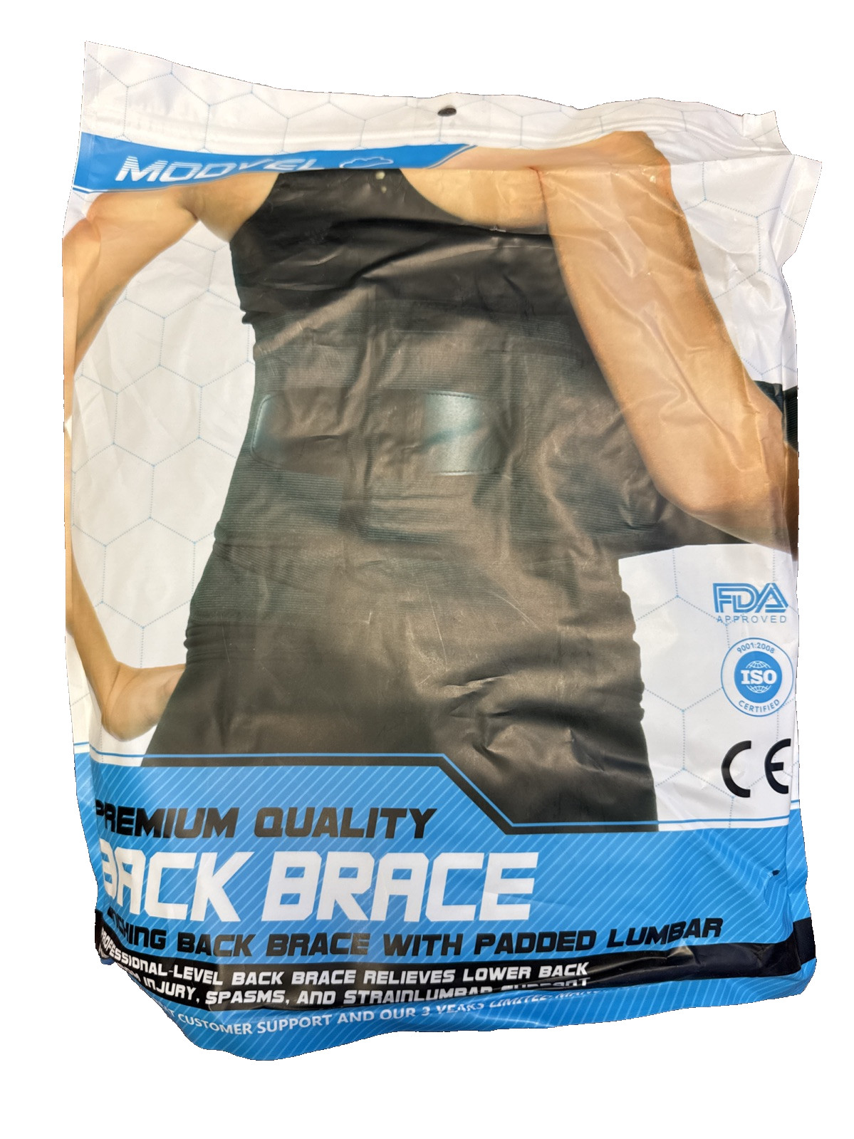 MODVEL BACK BRACE Cinching Brace with Padded Lumbar – Size: XL