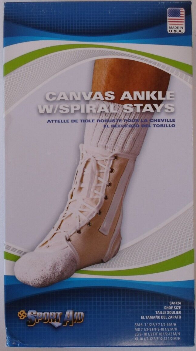Sport Aid Canvas Ankle w/Spiral Stays (Shoe Size W9-10.5 M10.5-12) Natural Large