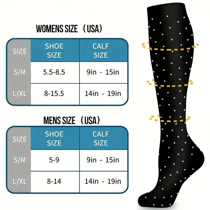 6 pairs Women’s Exercise Compression Socks Support Running Cycling Yoga Foot S/M
