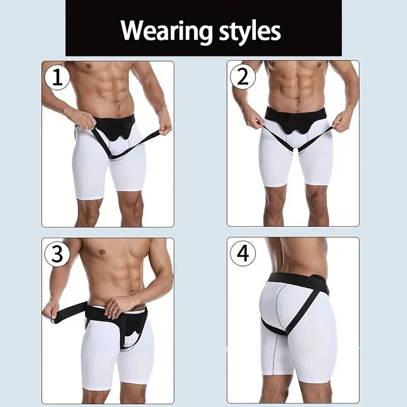 Men Adjustable Inguinal Hernia Support Belt Double Compression Groin Truss Brace