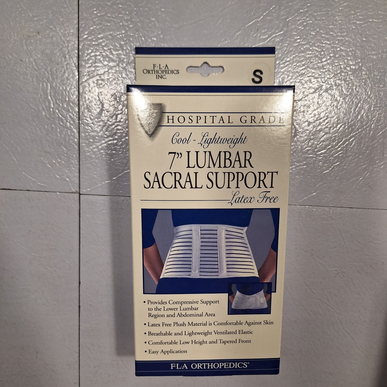 FLA ORTHOPEDICS Latex-Free 7″ LUMBAR SACRAL SUPPORT White~Size S/Small(28-32″)