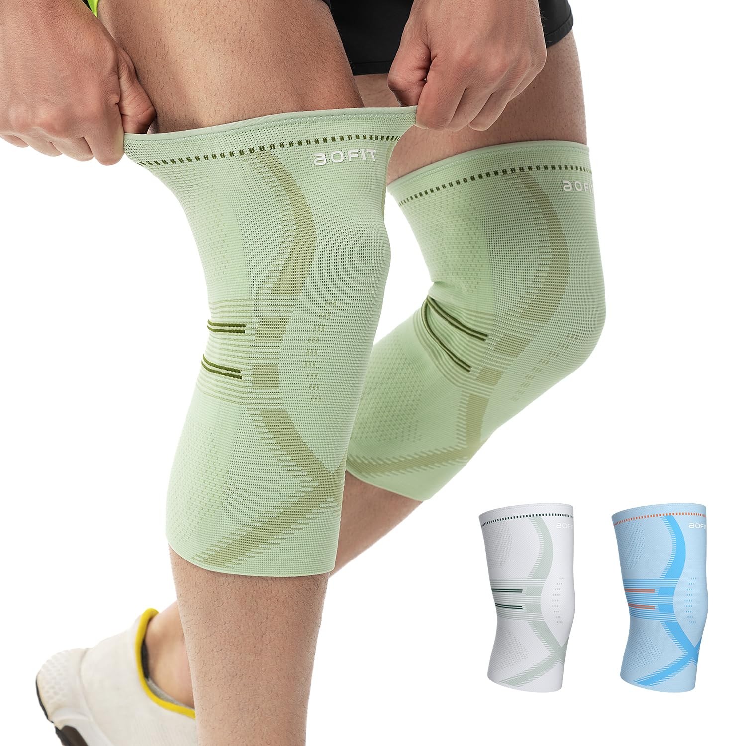 aoFIT Compression Knee Brace for Women & Men, 2 Pack AOCELL XX-Large, Sage