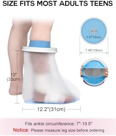 Waterproof Foot Cover for Shower Adult, Foot Cast Covers with Non-Slip Padding B