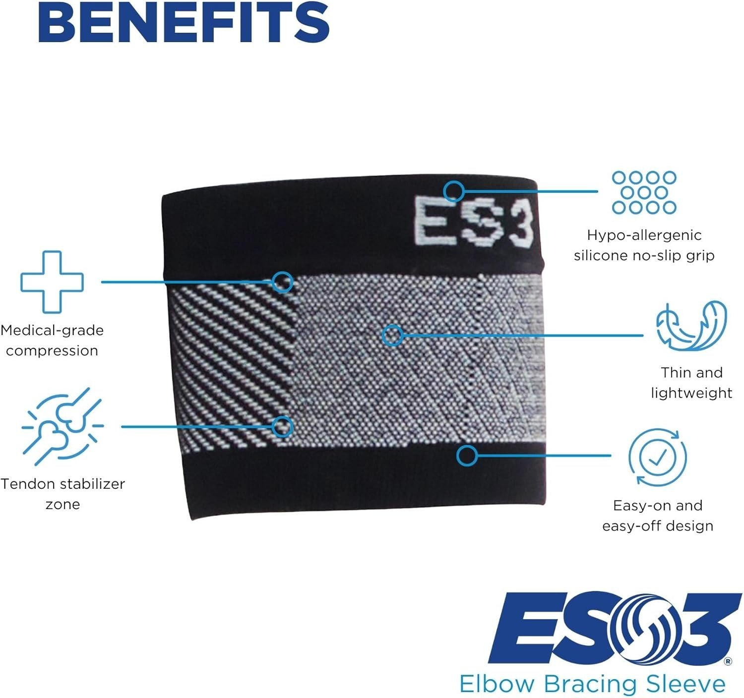 ES3 Elbow Brace for Tendonitis and Tennis and Golfer’S Elbow, and General Pain a