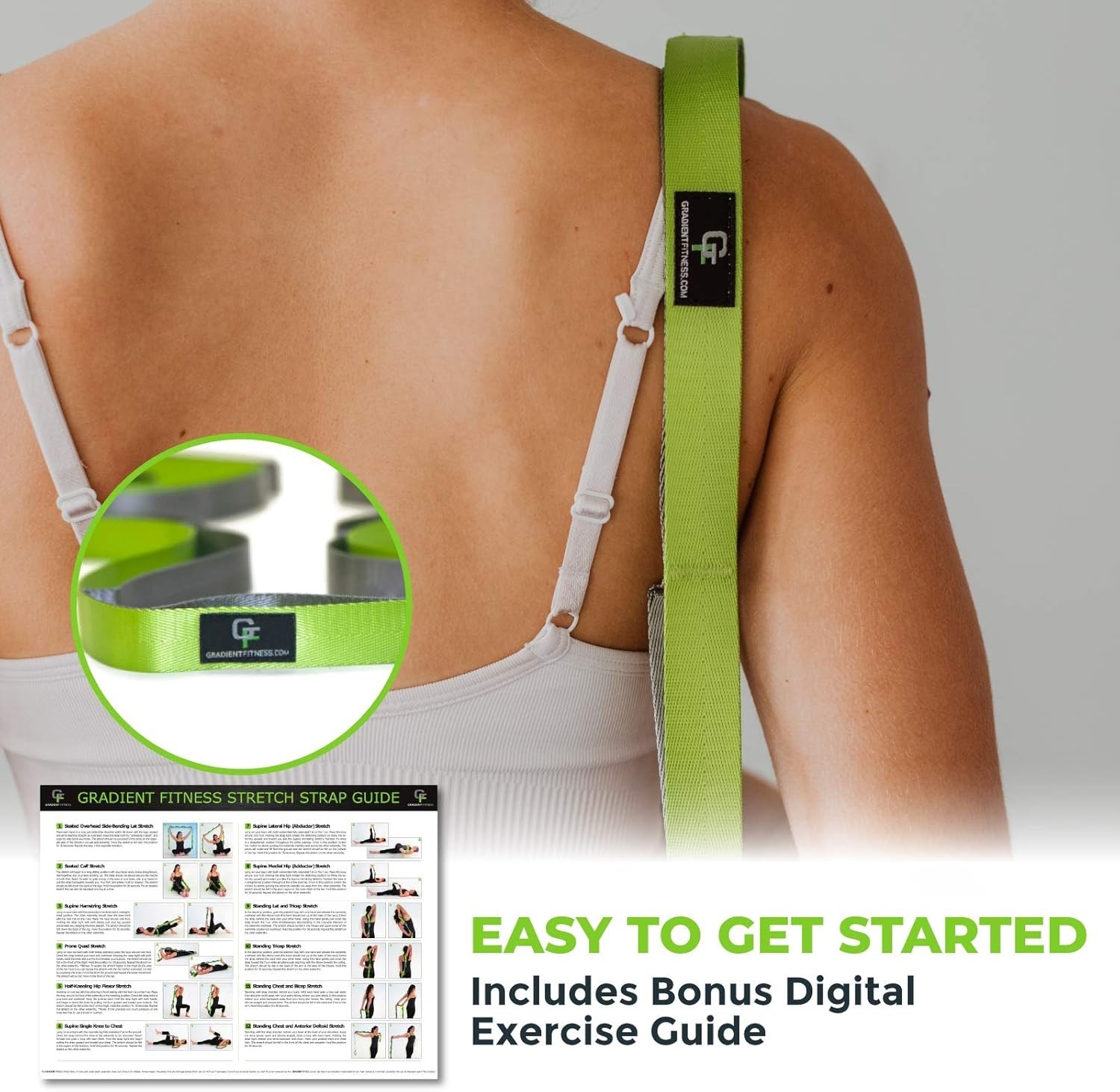 Durable Stretching Strap for Therapy & Flexibility – Includes 12 Exercise Guide