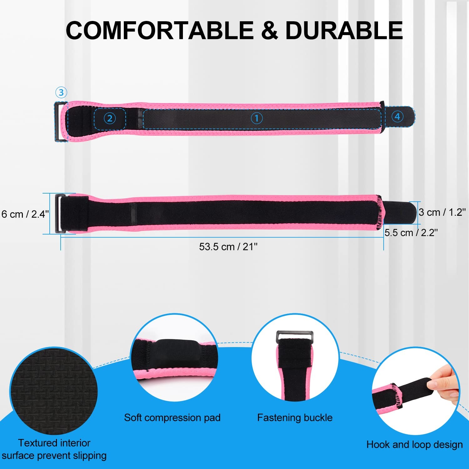 supregear IT Band Strap – Iliotibial Compression Wrap, Adjustable Pink
