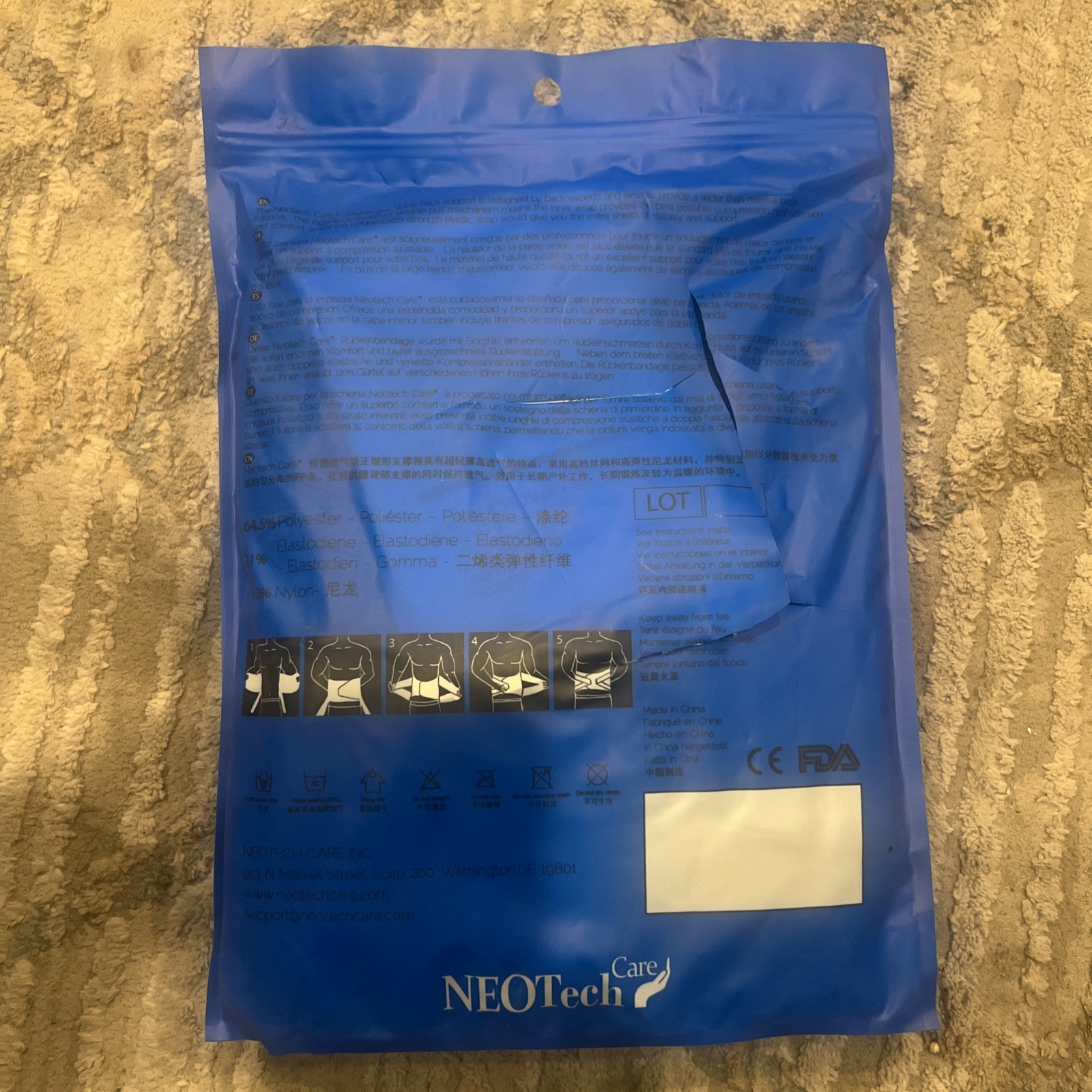 Neotech Black Adjustable Double Padded Back Brace Size XXL